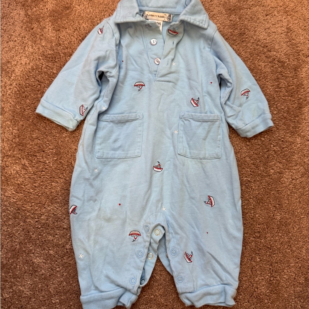 Infant Tugboat embroidered outfit